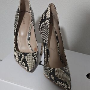 ALDO Snakeskin Pattern Heels - Black and Cream